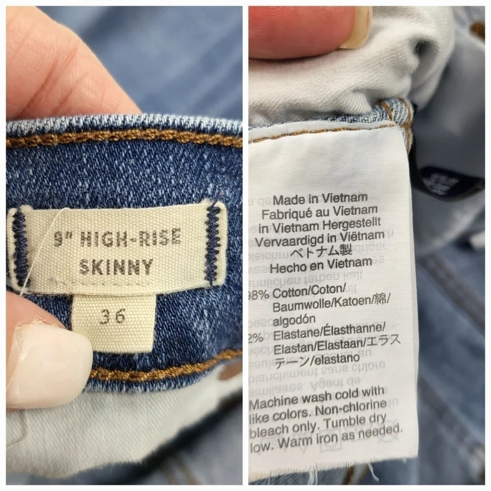 Madewell 9" High Rise Rip and Repair Edition Skinny Blue Denim Jeans Sz 36 - Picture 4 of 16